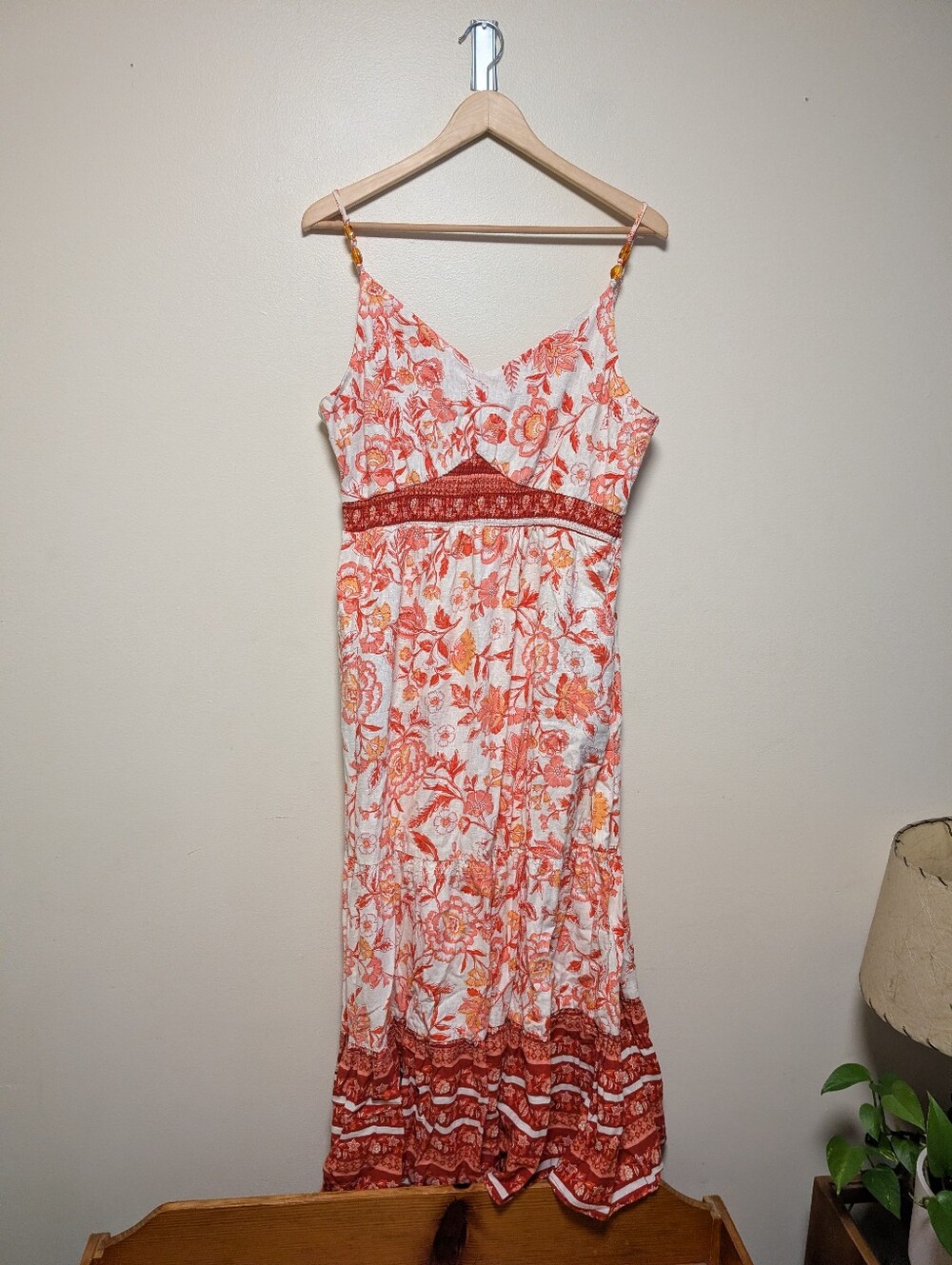 Rachel Zoe Linen Blend Floral Midi Dress Women's Large
